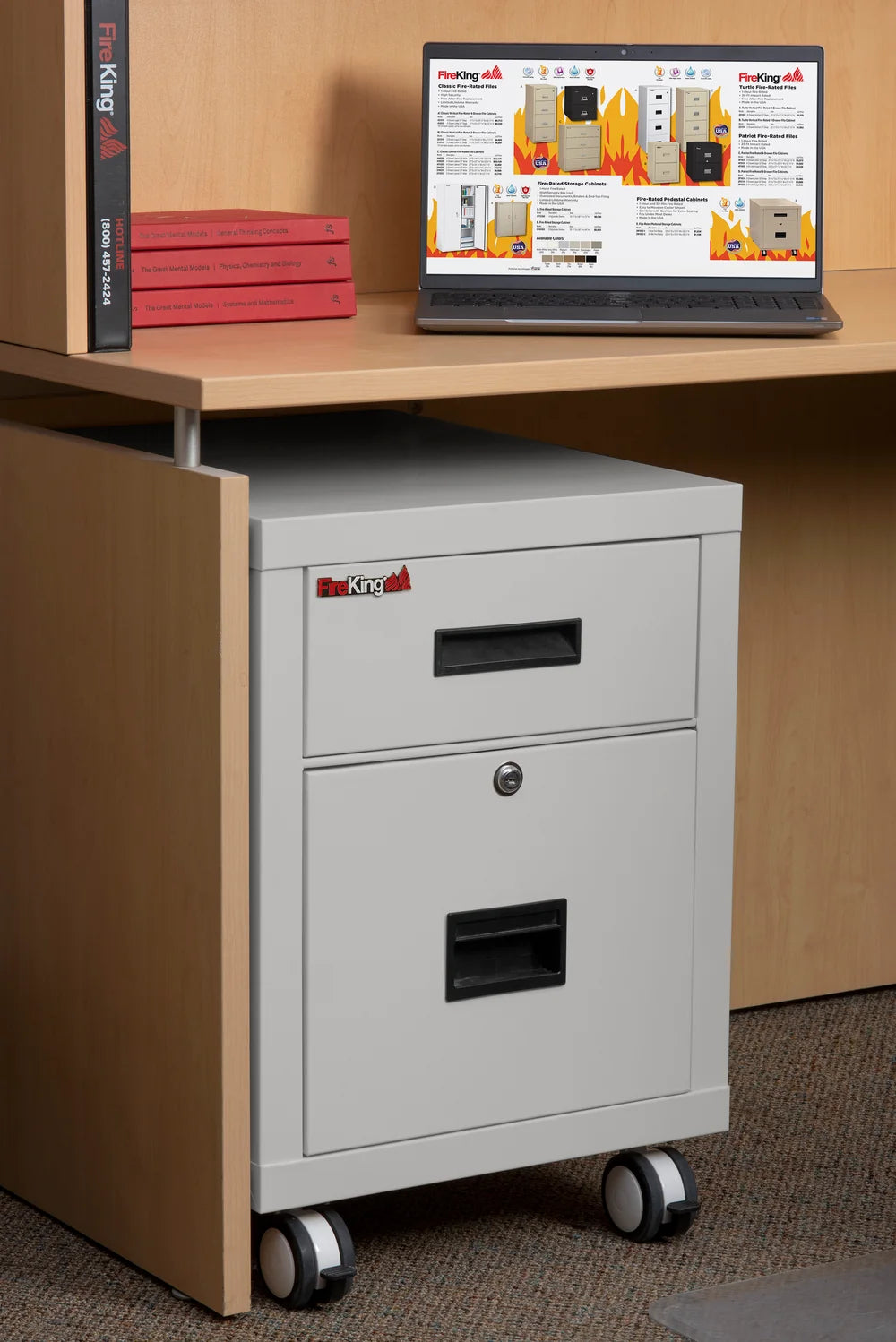 FireKing Mobile Pedestal Legal/Letter File Cabinet - 1-Hour Fire Rated