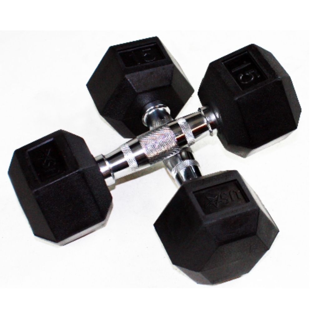 USA Dumbbell Set 5-75 lb (Hex Rubber) with Rack
