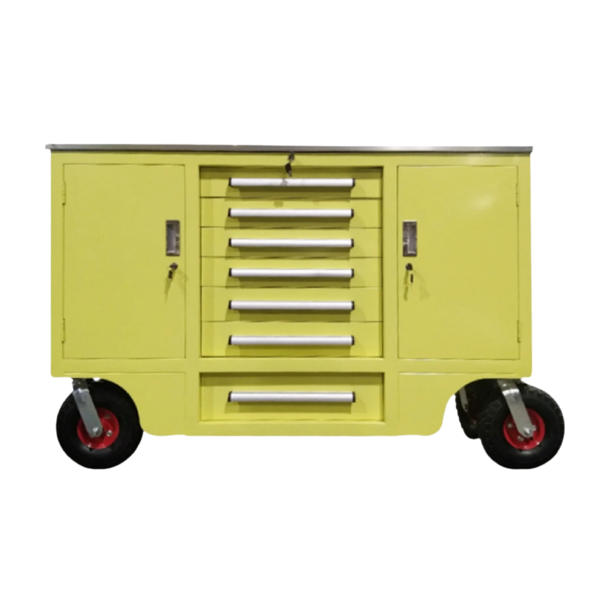 4.5ft Heavy Duty Mobile Workbench with 7 Drawers & 2 Cabinets