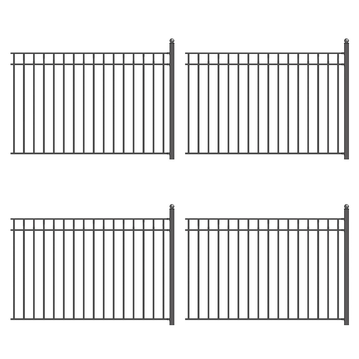 Aleko 4-Panel Steel Fence Kit – MADRID Style – 8x5 ft. Each