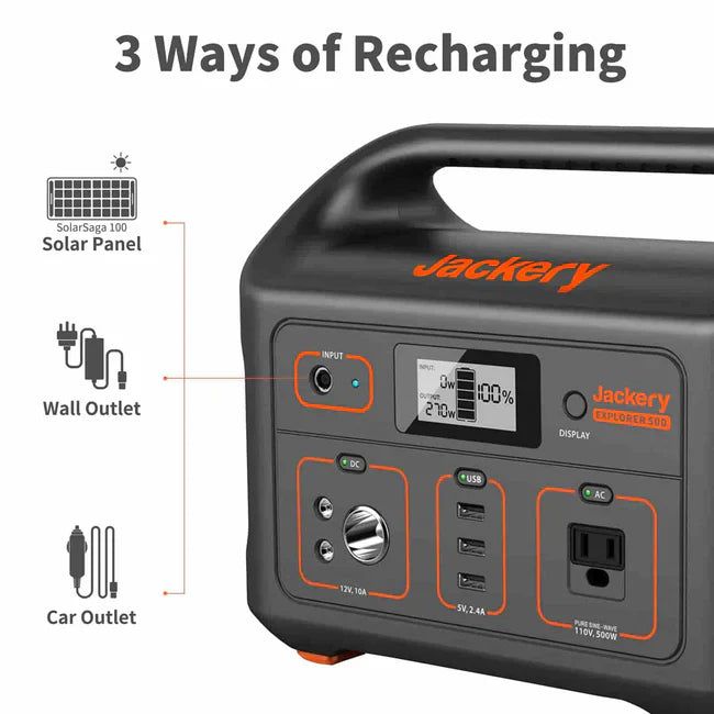 Jackery Solar Generator 500 + SolarSaga 100W Portable Solar Panel