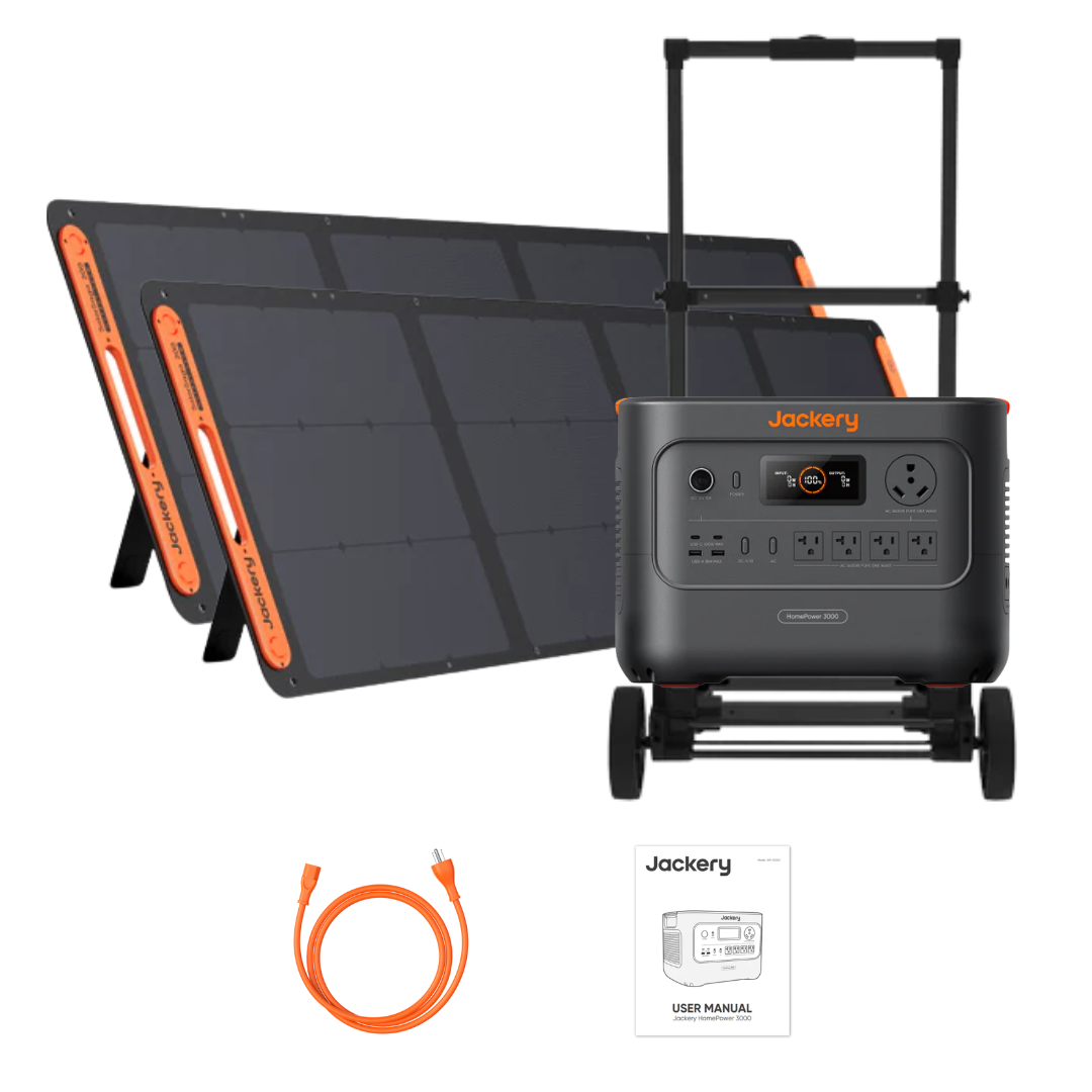 Jackery HomePower 3000 Solar Generator + 2 x SolarSaga 200W Portable Solar Panel + Trolley