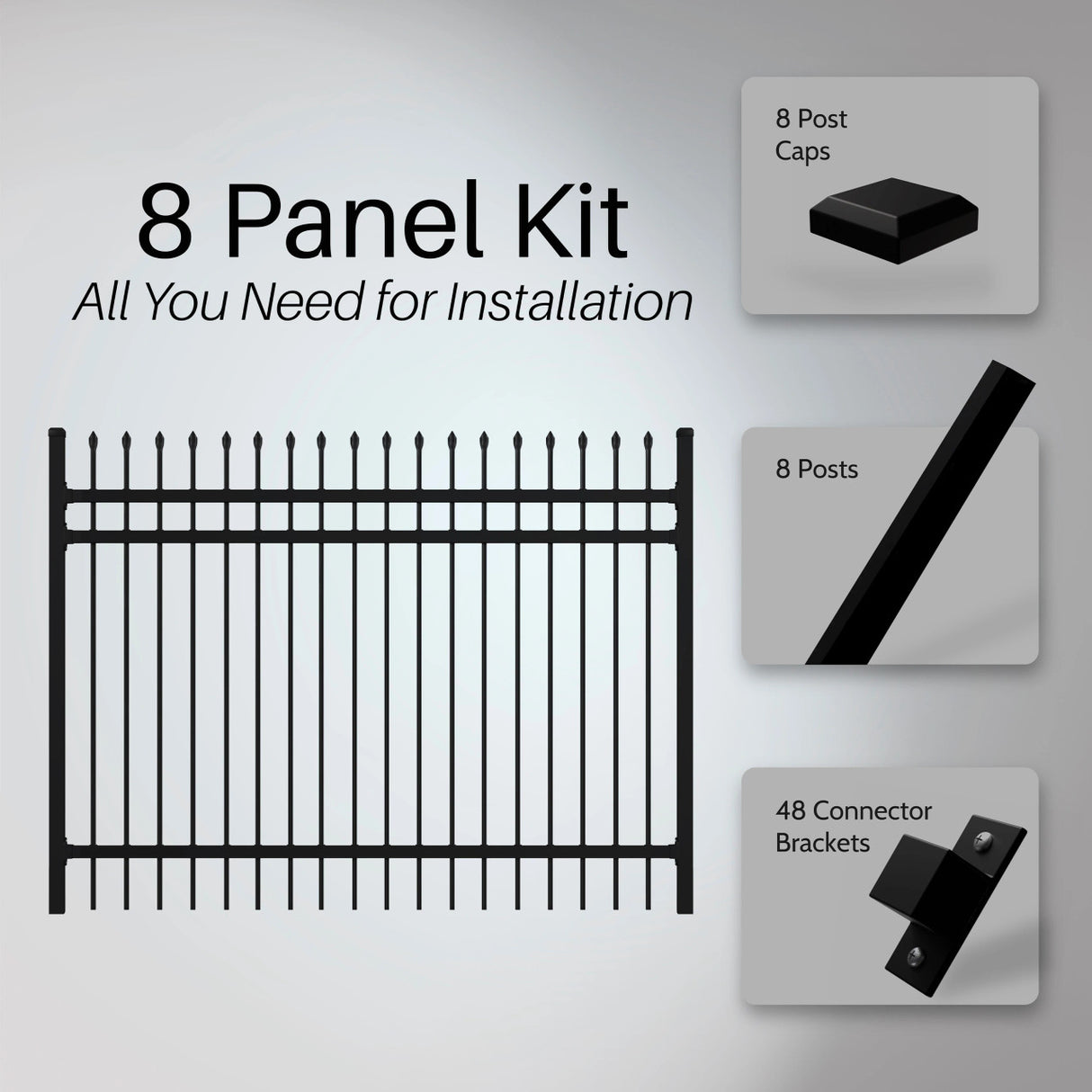 Aleko Commercial Grade Steel Fence Kit – Brussels Style – 8 Panels (8x6 ft.)