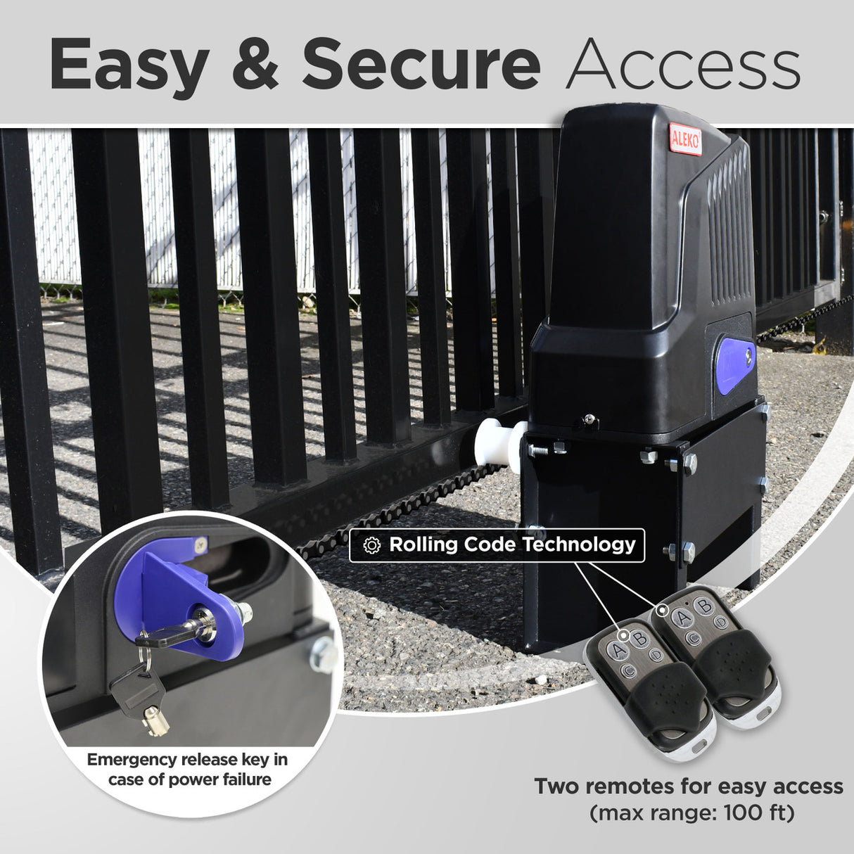 Aleko Chain-Driven Sliding Gate Opener – AC1100 Starter Kit