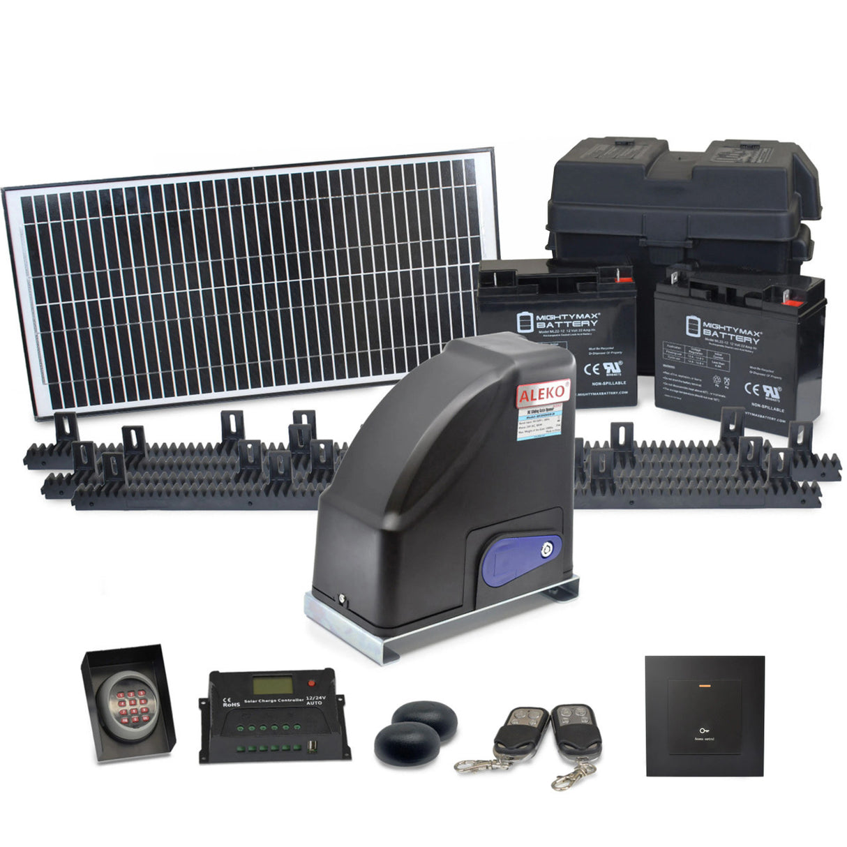Aleko Gear-Driven Sliding Gate Opener – AR500 Solar Kit 30
