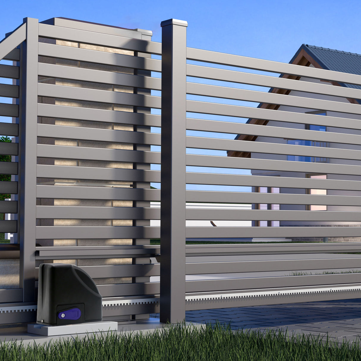 Aleko Gear-Driven Sliding Gate Opener – AR500 Solar Kit 30