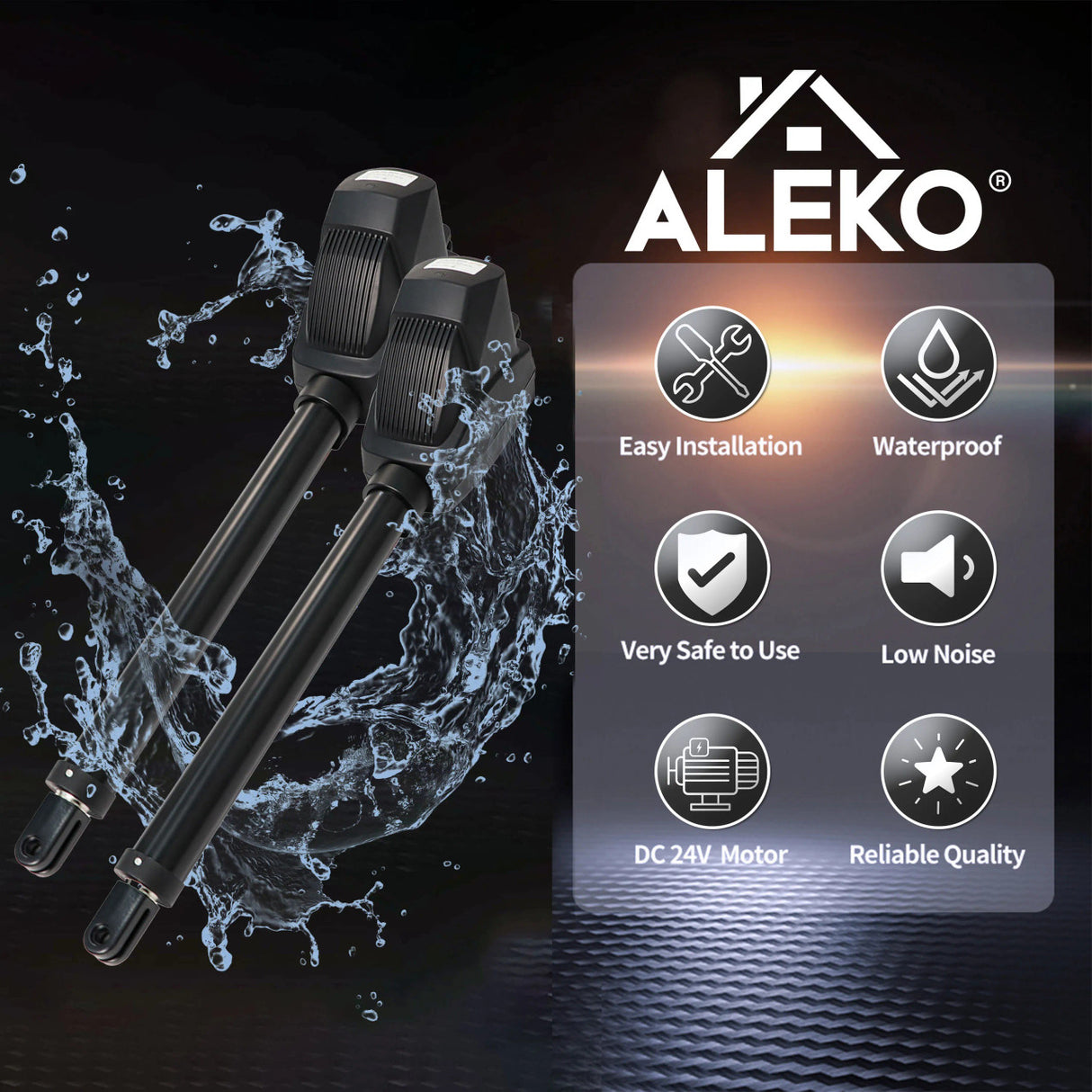 Aleko Dual Swing Gate Operator - AS1200 AC/DC - Starter Kit