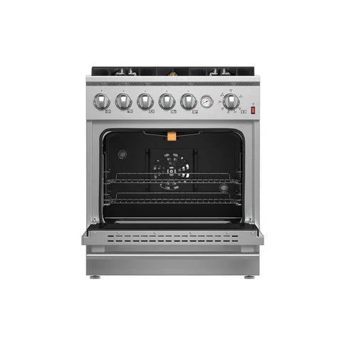 FORNO Giovanni 30" 4.32 cu. ft. Gas Range with 5 Sealed Burners, Air Fry Basket, Wok Support and Griddle, FFSGS6274-30