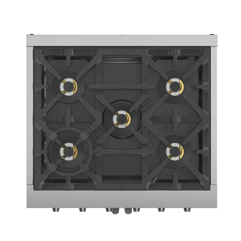 FORNO Capriasca 30" 4.32 cu. ft. Professional Gas Range with French Door and 5 Sealed Burners, FFSGS6460-30