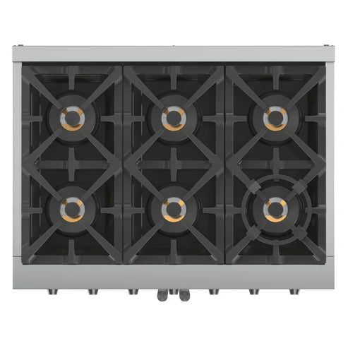 FORNO Capriasca 36" 5.36 cu. ft. Professional Gas Range with French Door and 6 Sealed Burners, FFSGS6460-36