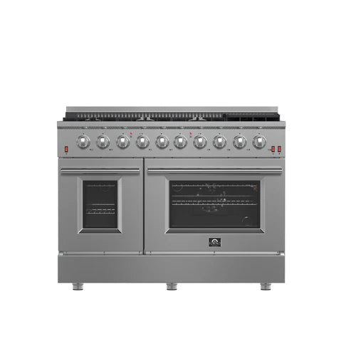 FORNO Appliance Package - 48 Inch Gas Range, Wall Mount Range Hood, 60 Inch Refrigerator, FBDL-018-02US