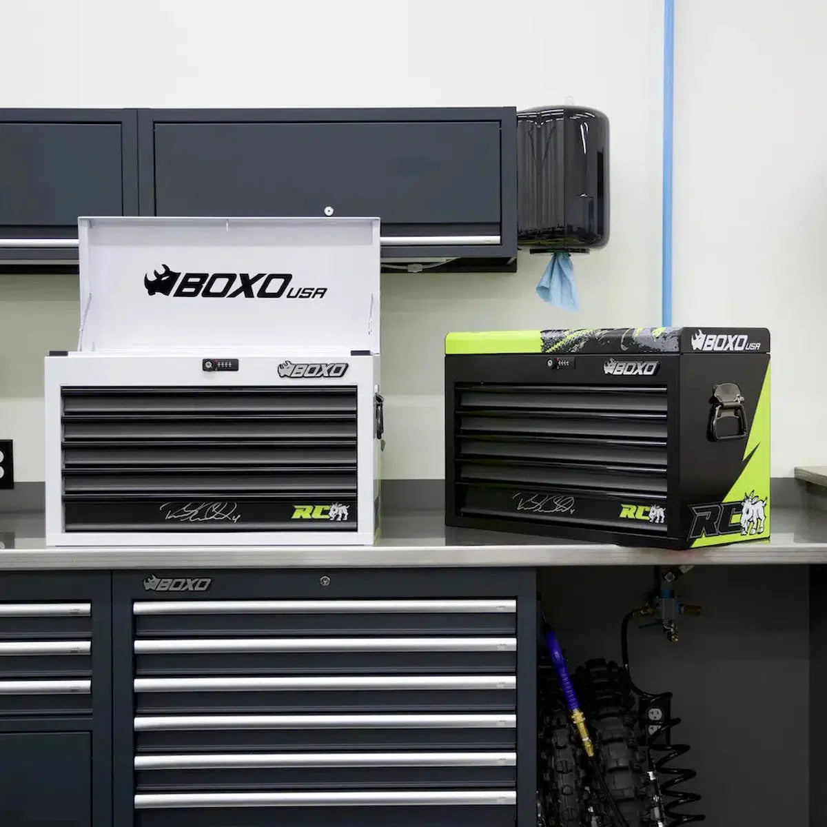 Boxo MotoBox | Ricky Carmichael 26" 5-Drawer Portable Tool Box with 103-Piece Metric Motorcycle Tool Set