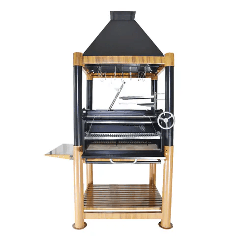 Argentine Charcoal Grill with Firebox Adjustable Grates Fire bricks and 6 Grilling Surfaces Tagwood BBQ02SI - PRE-ORDER