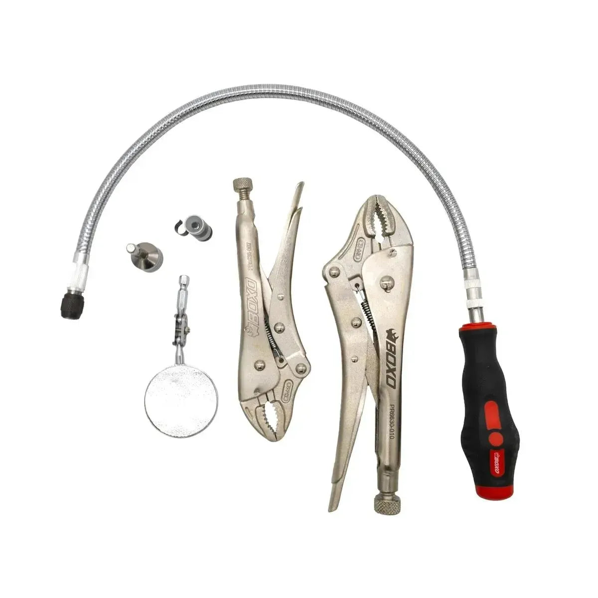 Boxo 6-Piece Locking Plier & Interchangeable Head 1/4" Flexible Driver Set | 1/3rd EVA Foam