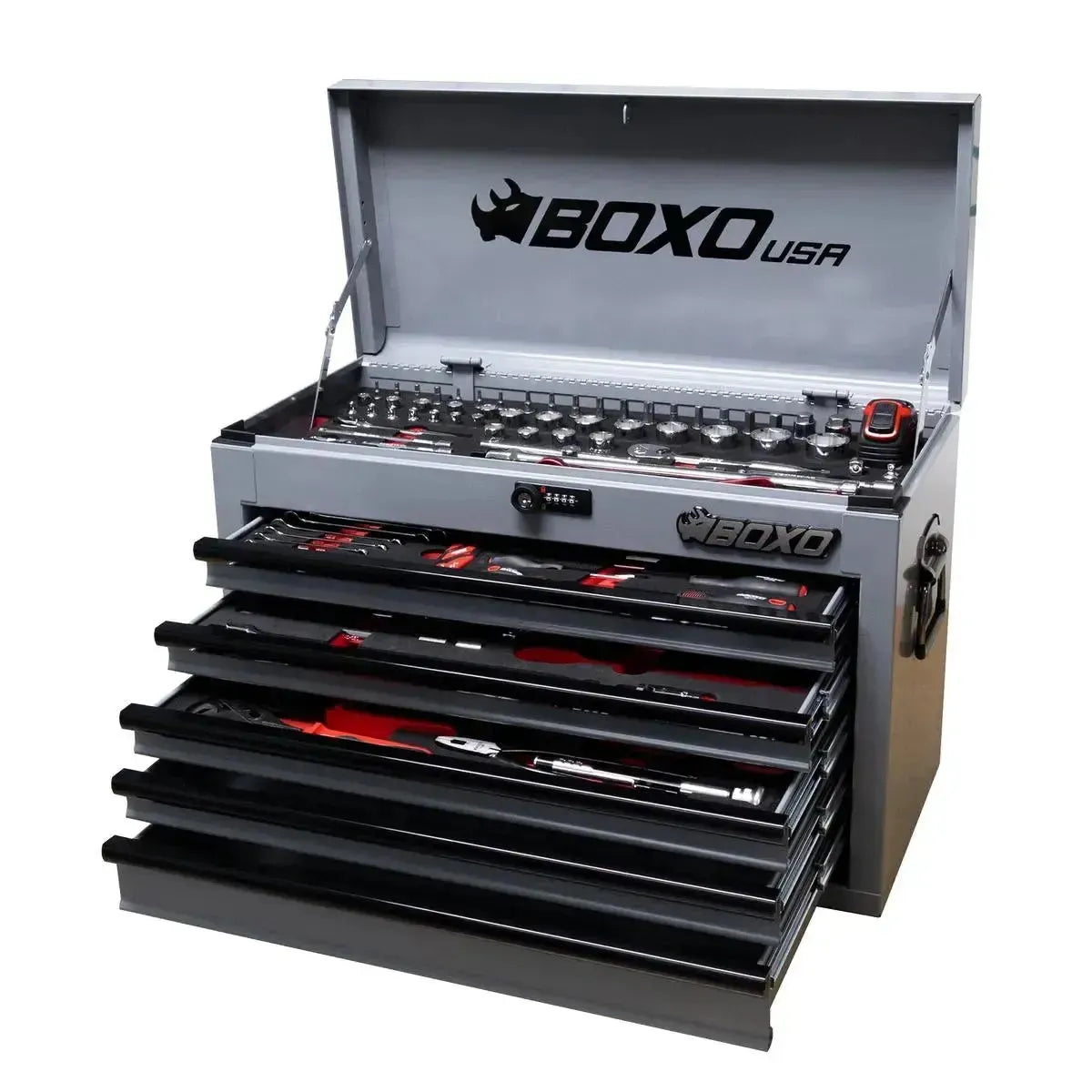 Boxo MotoBox | 103-Piece Metric Motorcycle Tool Set with 5-Drawer Hand Carry Tool Box