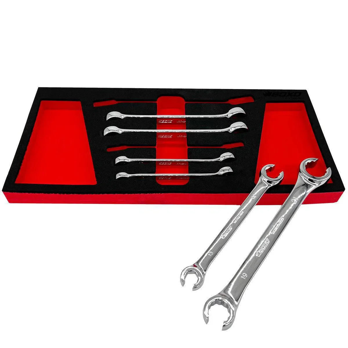 Boxo 6-Piece Metric 6-Point & 12-Point Flare Nut Wrench Set | 1/3rd EVA Foam