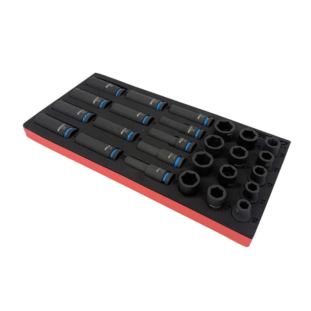 Boxo 26-Piece 1/2'' Drive 6-Point Metric Impact Socket Set | 1/3rd EVA Foam