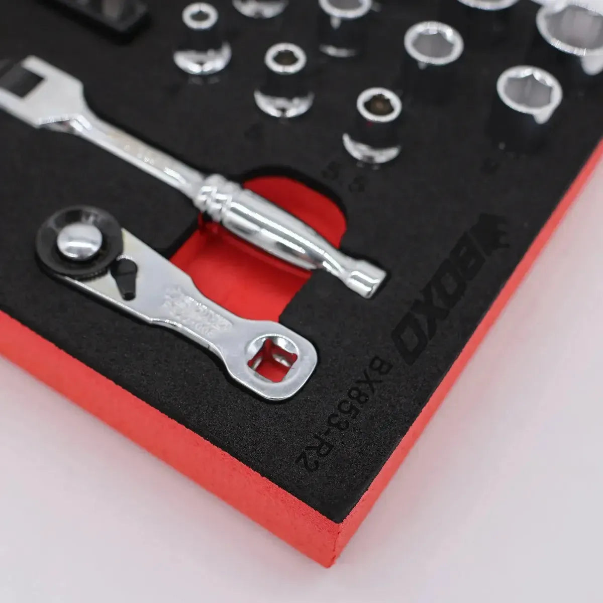 Boxo 45-Piece Super Stubby Metric Ratchet Set | 1/9 Drawer EVA Foam