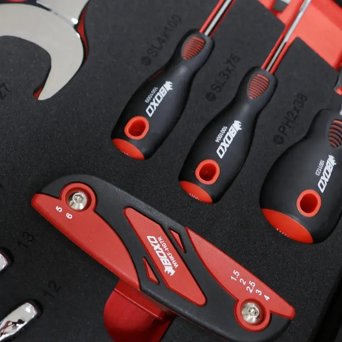 Boxo MotoBox | 103-Piece Metric Motorcycle 3-Drawer Hand Carry Tool Box