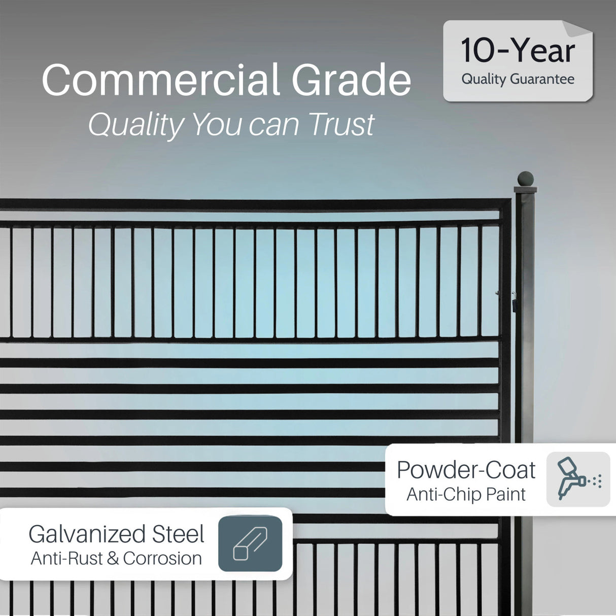 Aleko Steel Dual Swing Driveway Gate with Pedestrian Gate – Barcelona Style - 18 ft.