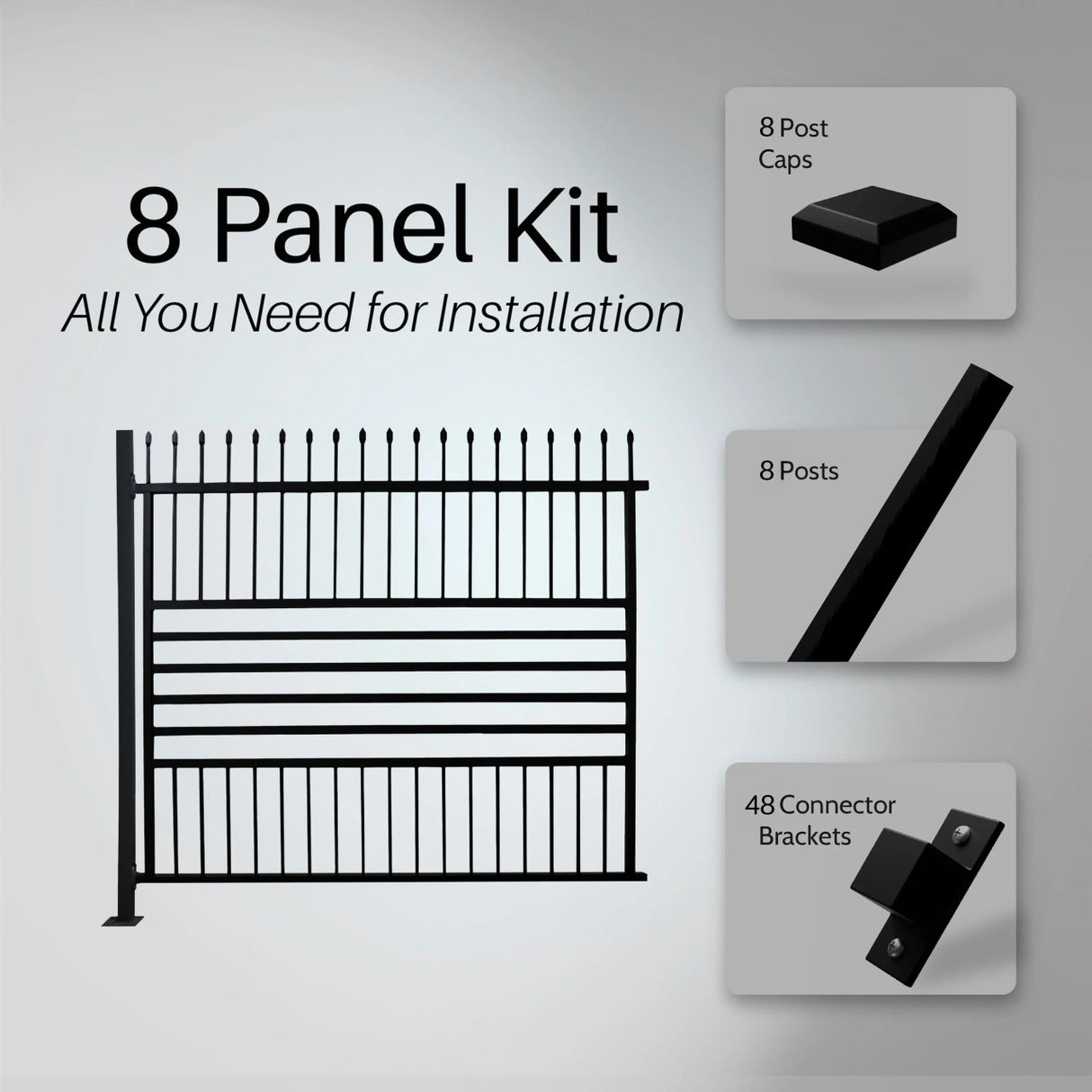 Aleko Commercial Grade 8-Panel Galvanized Steel Fence Kit - Berlin – 8x6 ft. (each)