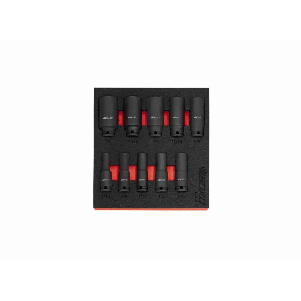 Boxo 10-Piece 3/8" Dr 6-Point SAE Deep Impact Socket Set | 1/6th EVA Foam