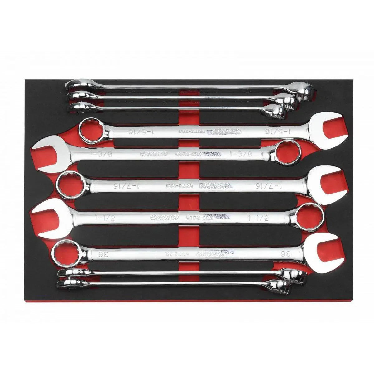 Boxo 10-Piece Metric & SAE XL Combination Wrench Set | 3/3rd EVA Foam