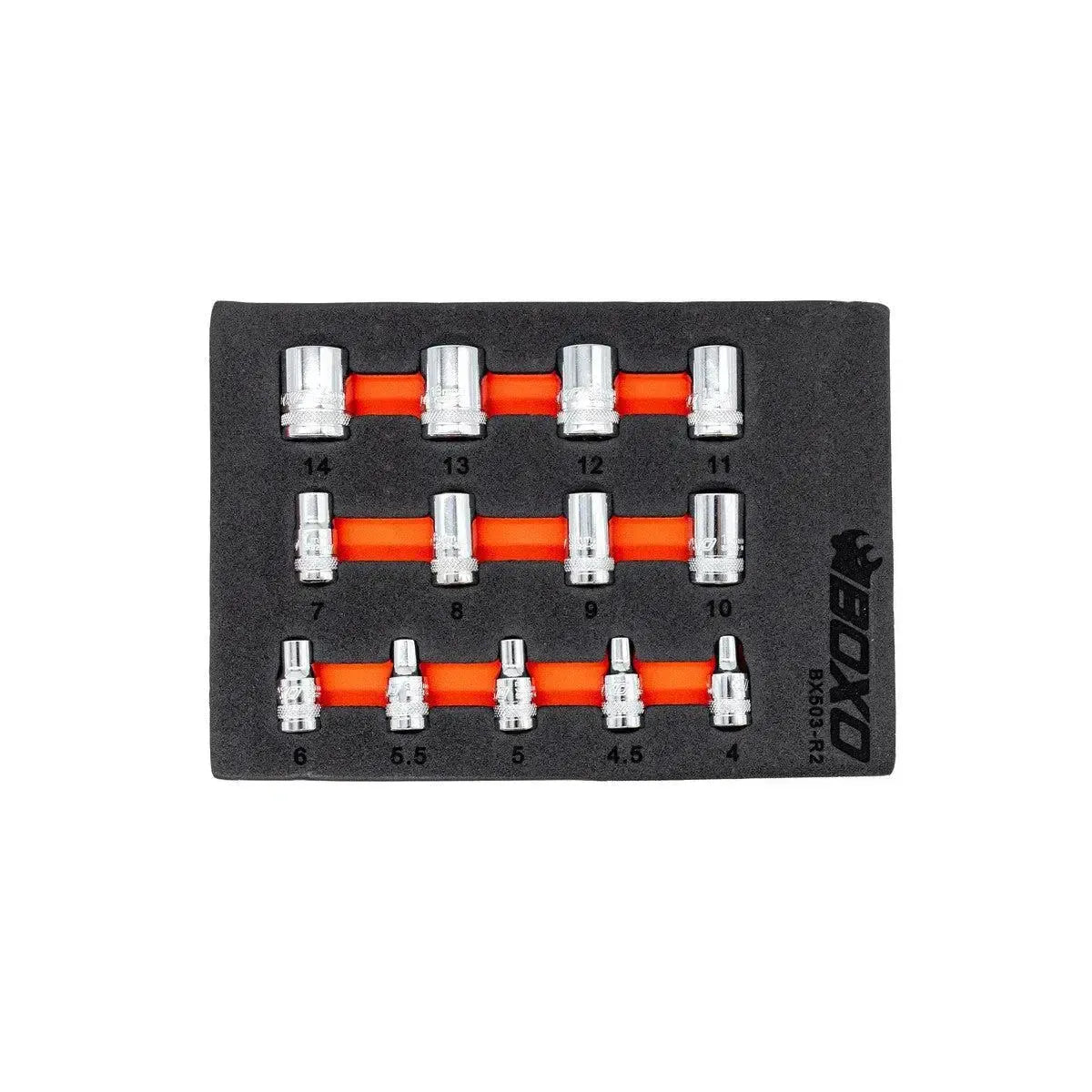 Boxo 13 Piece 1/4" Drive Spline Socket Set | 1/9th EVA Foam