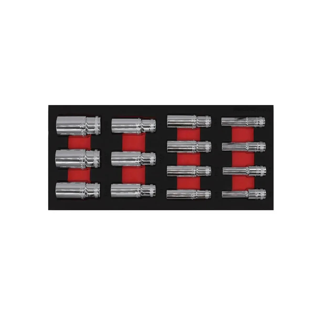 Boxo 14-Piece 1/2" Drive 6-Point SAE Deep Socket Set | 1/3 Drawer EVA Foam