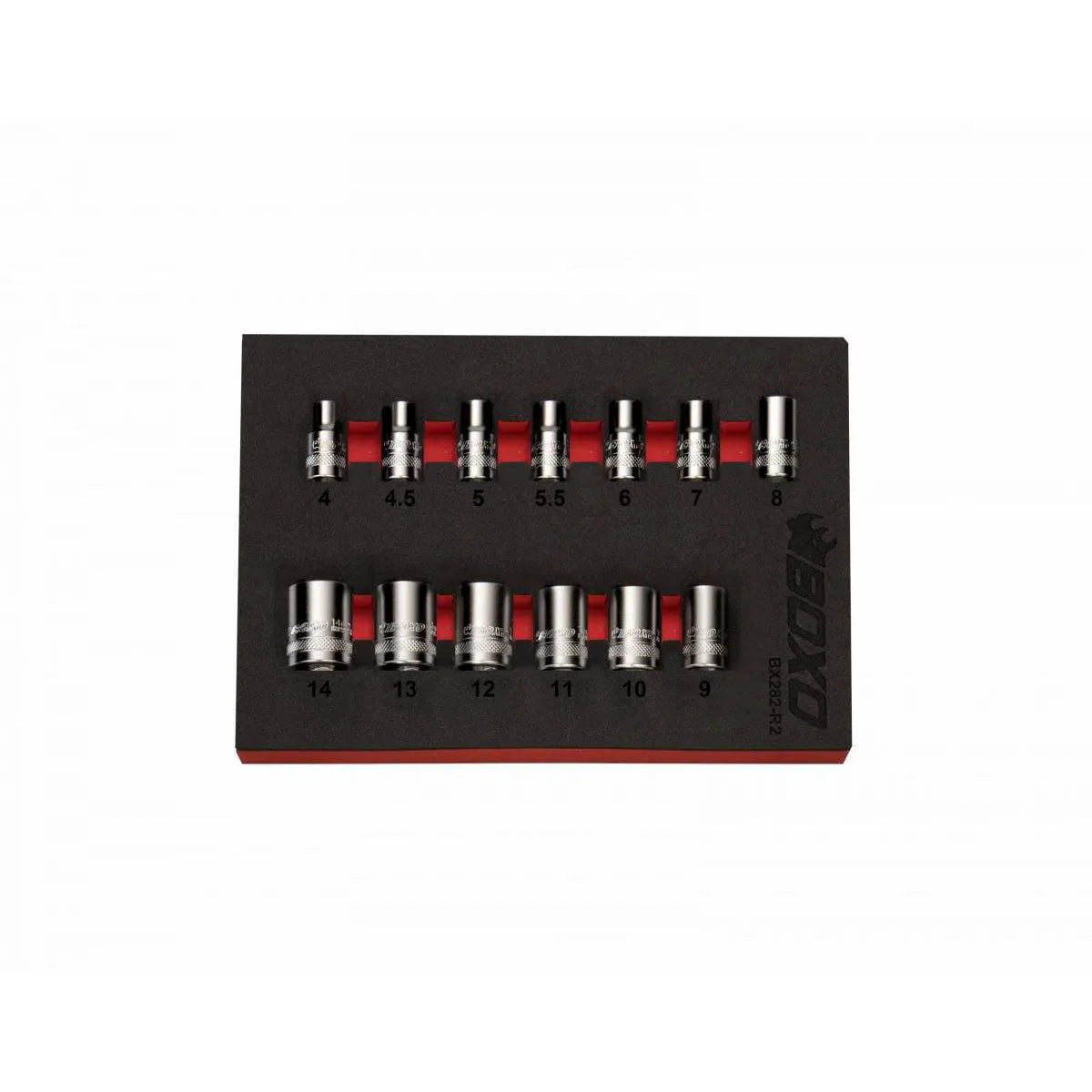 Boxo 15-Piece 3/8" Drive Metric Standard Length 12-Point Chrome Socket Set | 1/9th EVA Foam