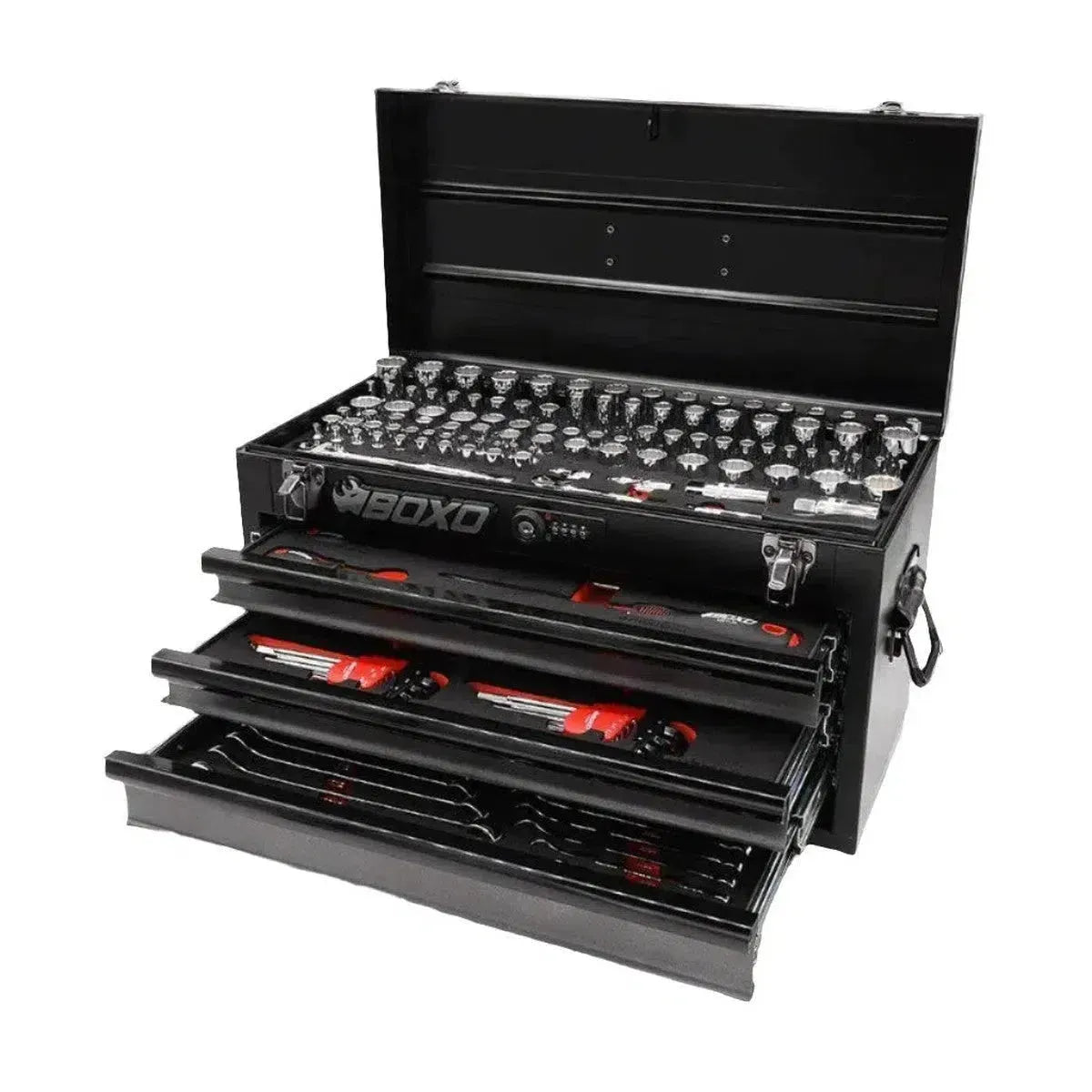 Boxo 159-Piece Metric and SAE Combo 3-Drawer Hand Carry Tool Box