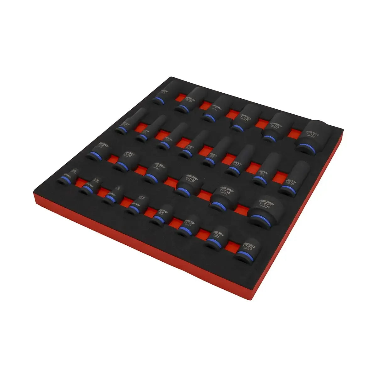 Boxo 28-Piece ½” Drive SAE Impact Socket Set | 2/3 Drawer EVA Foam