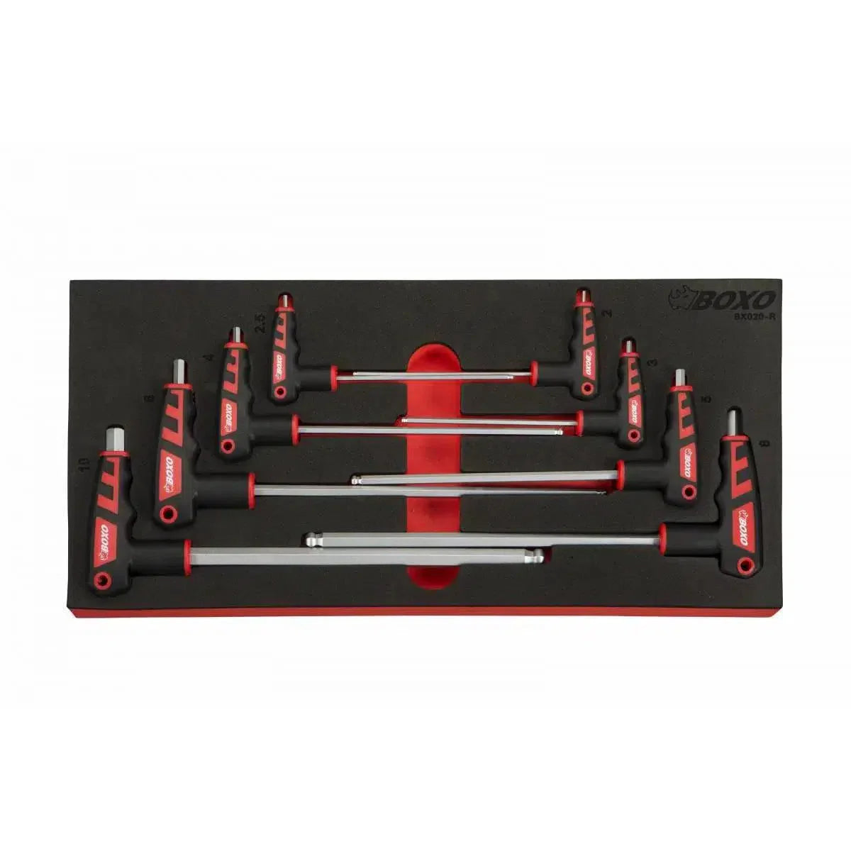 Boxo 8-Piece Metric 2 Way T-Handle Ball Hex Key Set | 1/3rd EVA Foam