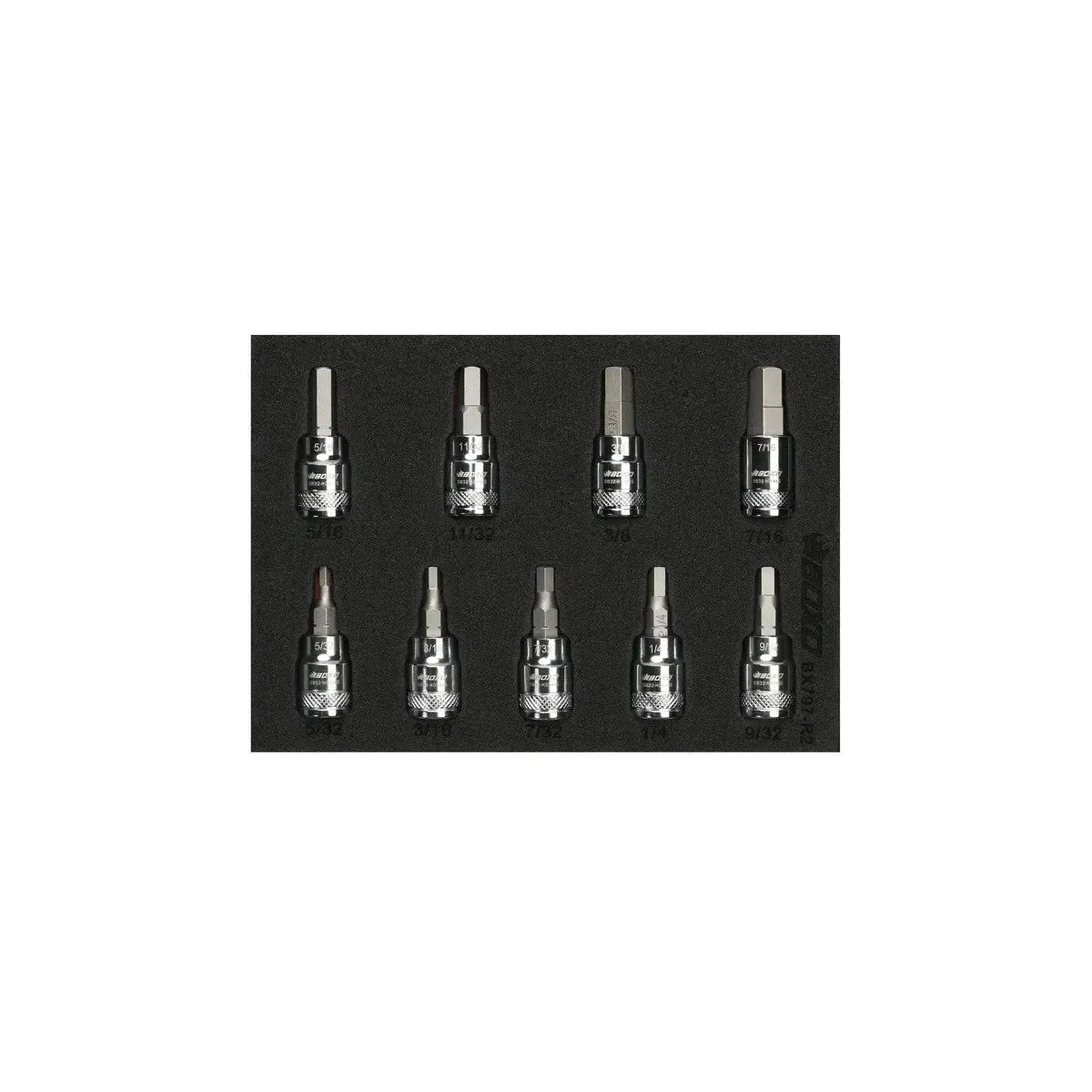 Boxo 9-Piece 3/8" Drive SAE Hex Bit Socket Set | 1/9th EVA Foam