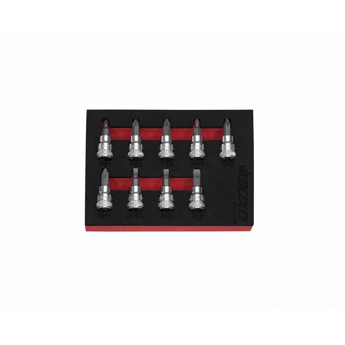 Boxo 9-Piece 3/8" Drive Screwdriver Bit Socket Set | 1/9th EVA Foam
