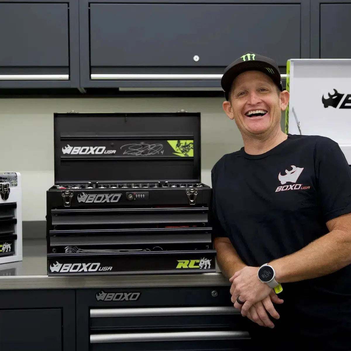 Boxo MotoBox | Ricky Carmichael 3-Drawer Portable Tool Box with 103-Piece Metric Motorcycle Tool Set