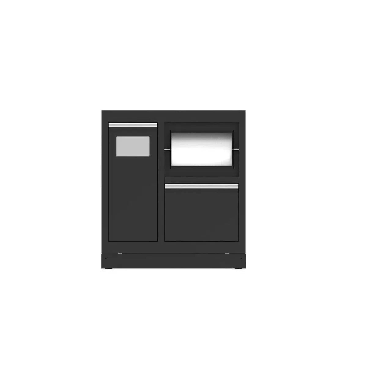 Boxo OSM Series | 34" Paper Towel & Trash Cabinet with Aluminum Handles | Dark Grey