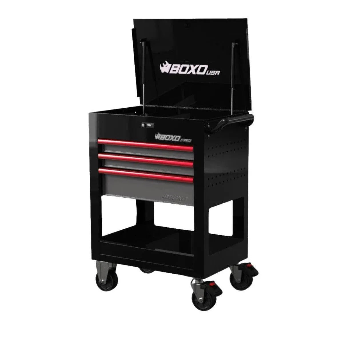 Boxo Pro Series | 28" 3-Drawer Flip top Service Cart Tool Box