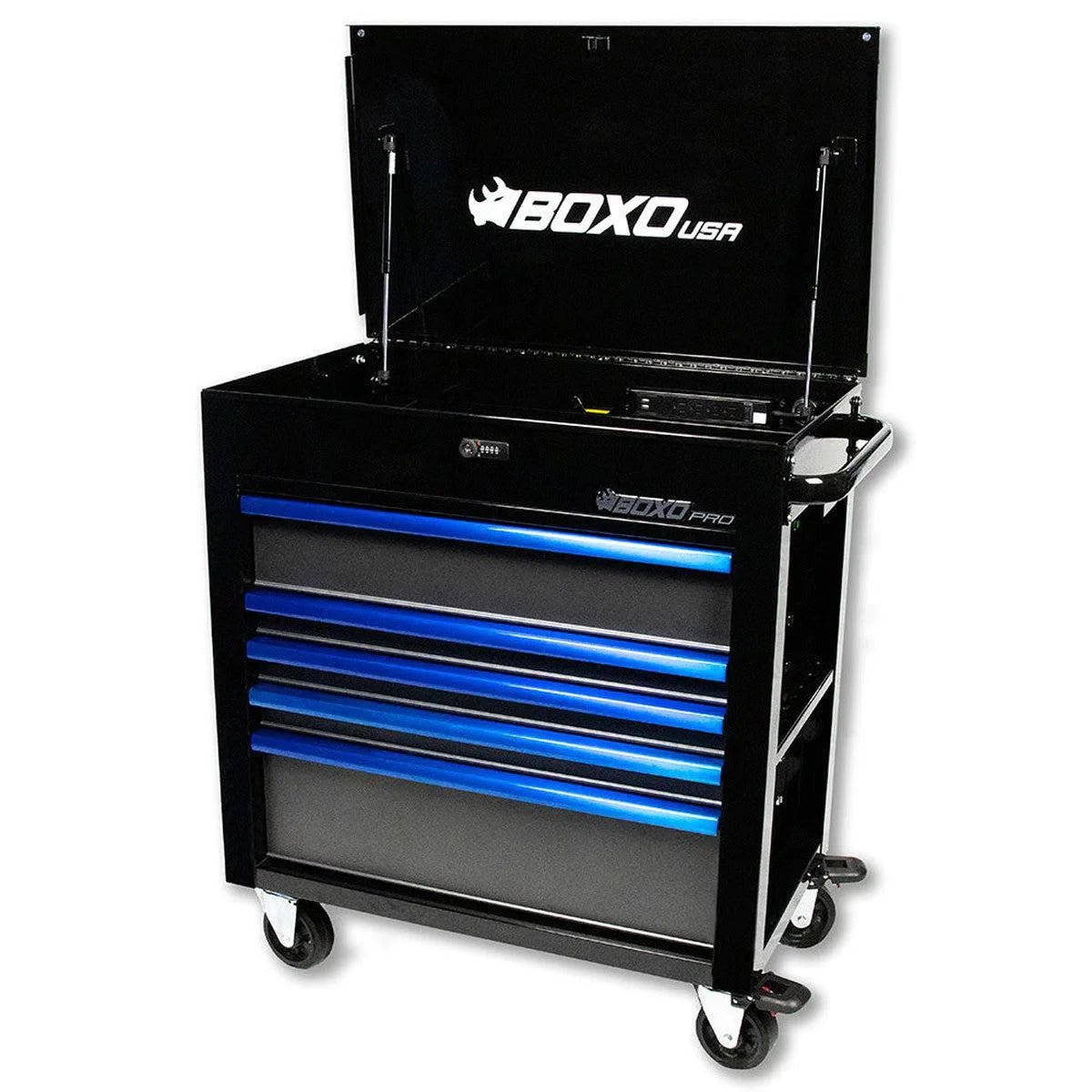 Boxo Pro Series | 35" 5-Drawer Flip-Top Service Cart Tool Box