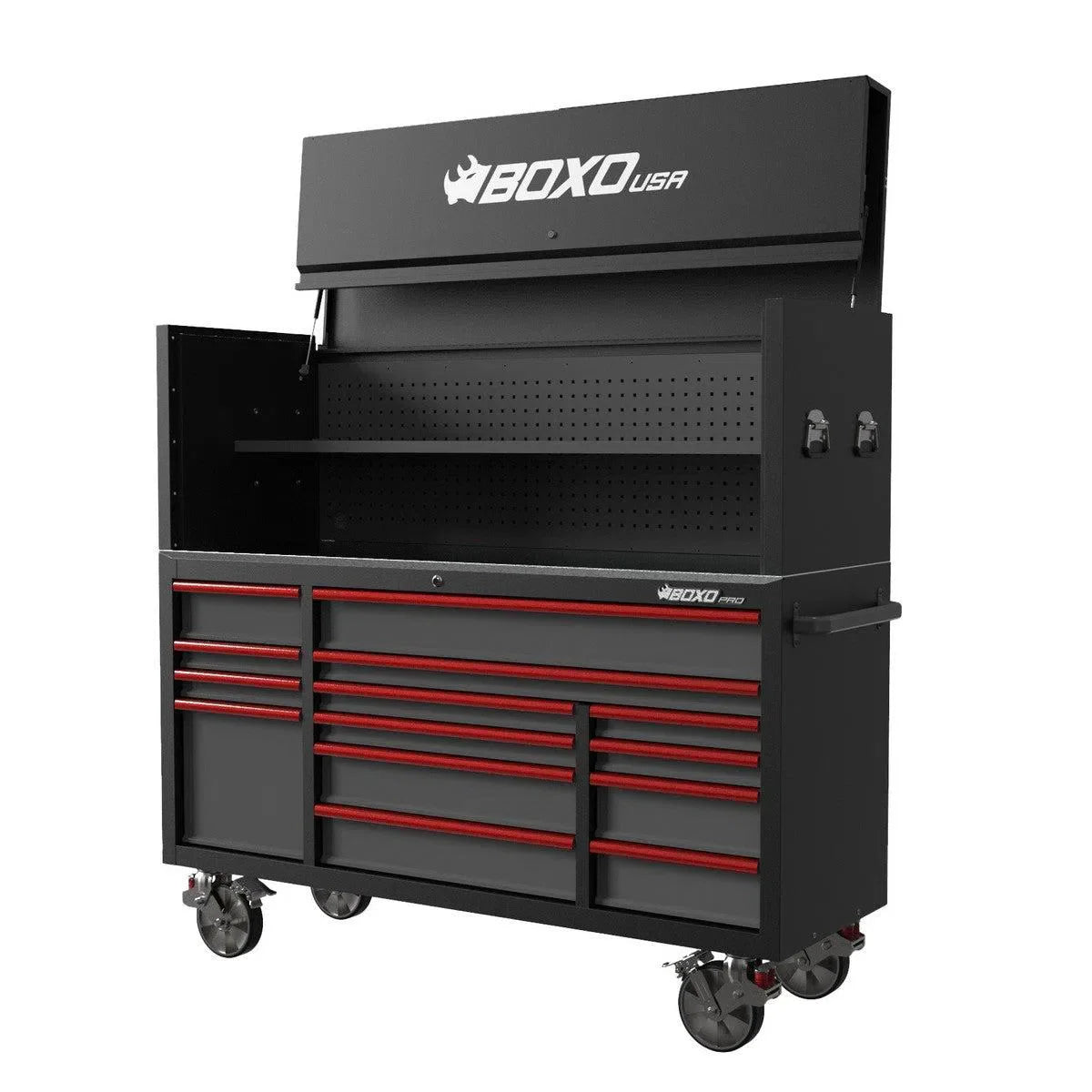 Boxo Pro Series | 72" 14-Drawer Garage Top Rolling Tool Box | Black
