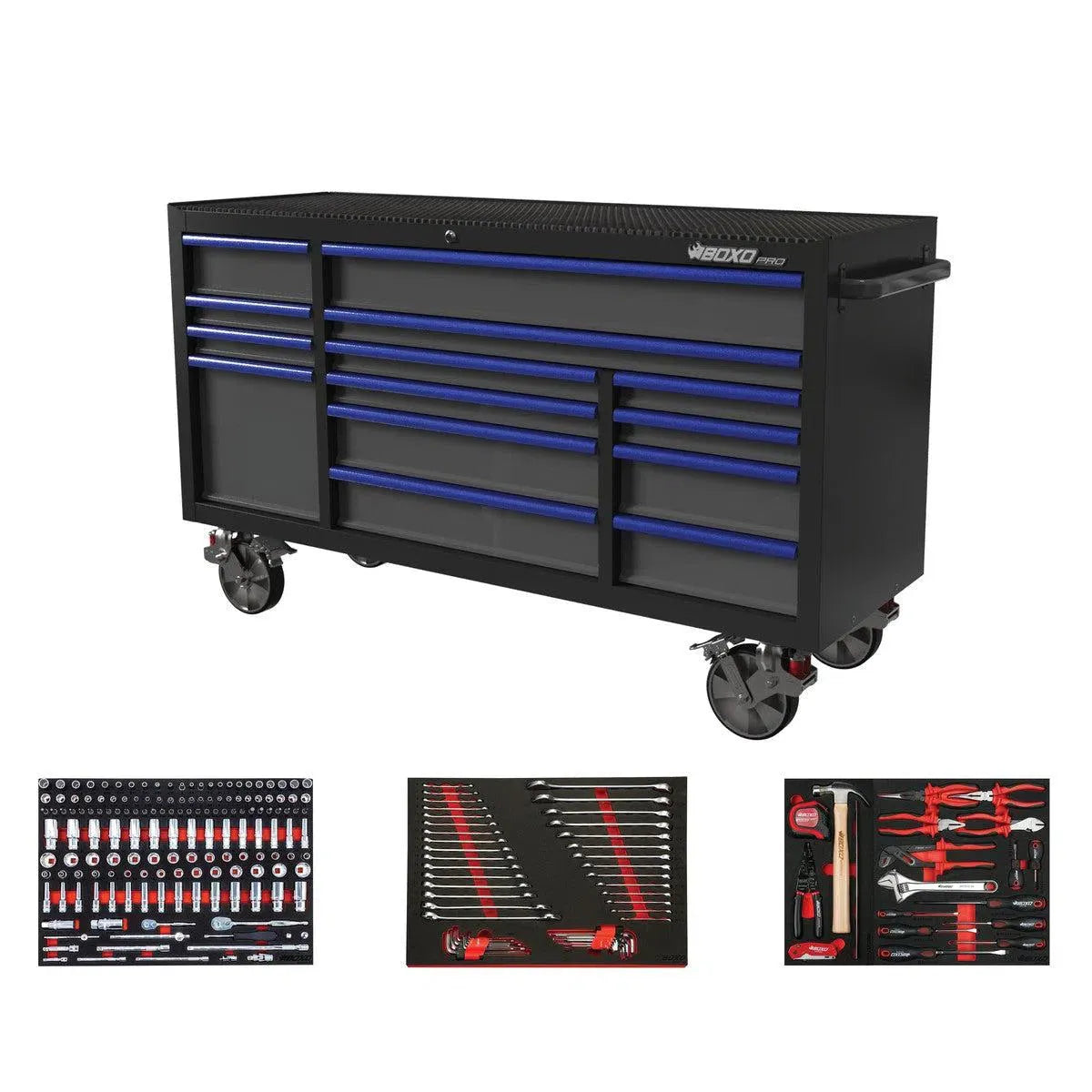 Boxo Pro Series | Loaded 72" 14-Drawer Rolling Tool Box