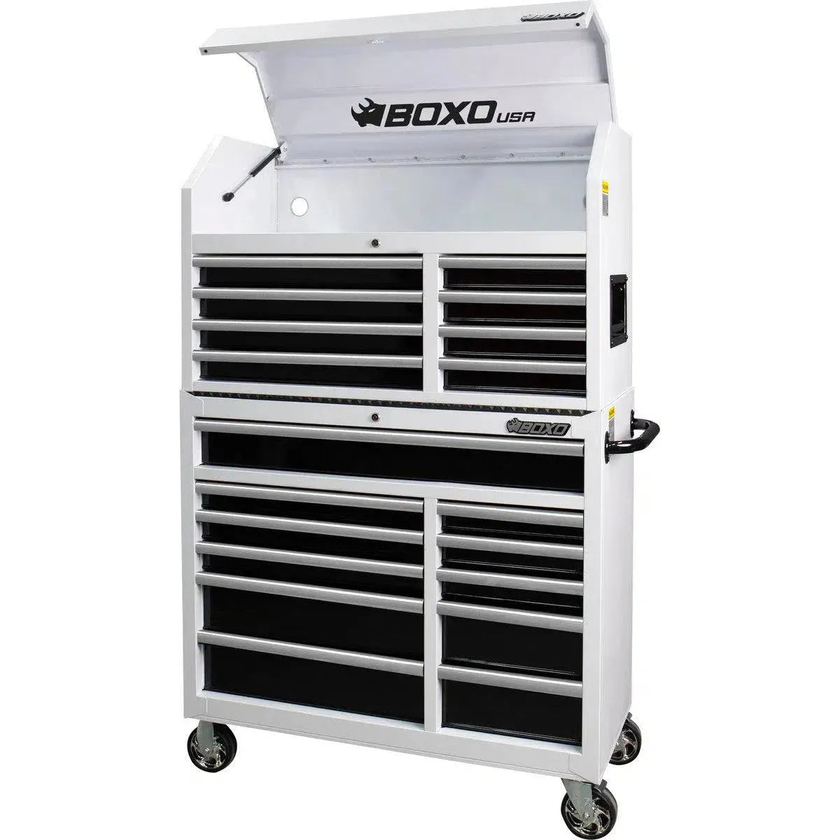 Boxo Tech Series | 41" 19-Drawer Rolling Tool Box | White