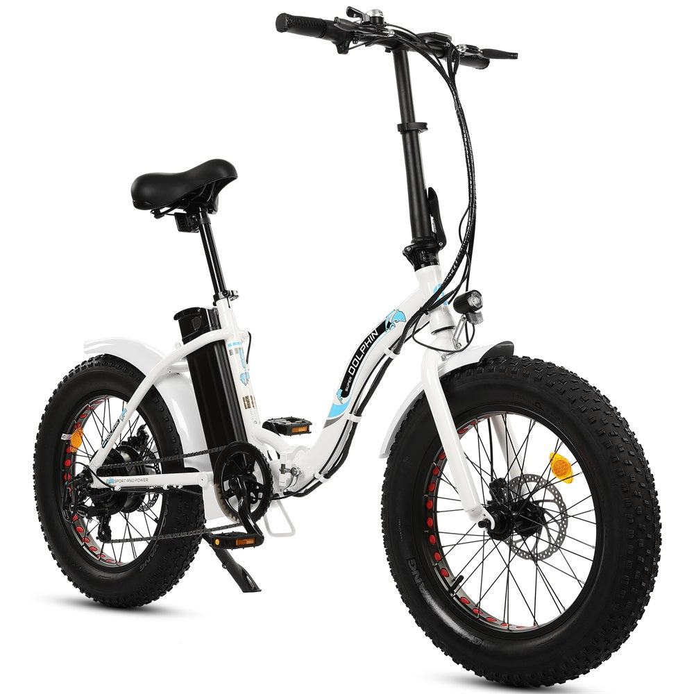 UL Certified-Ecotric 20inch White Portable And Folding Fat Bike Model Dolphin