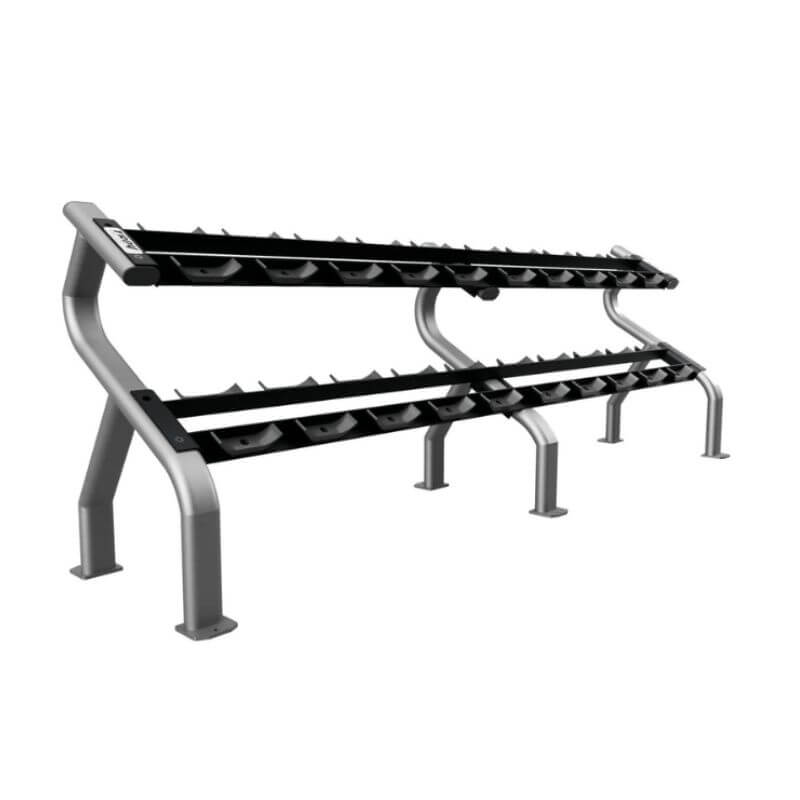 TROY COMMPAC-TSDR100 5-100lb Rubber Encased 12-Sided Dumbbell Set with Saddle Racks