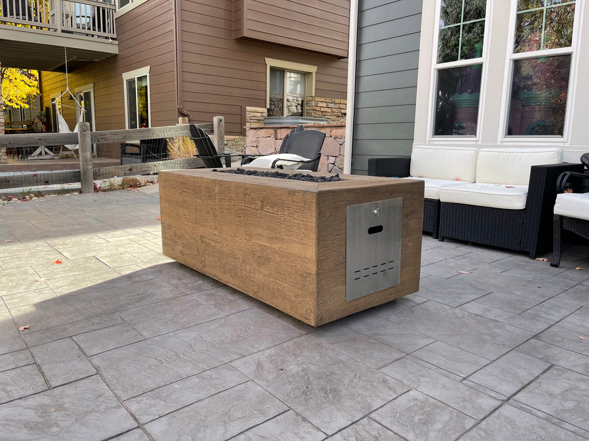 The Outdoor Plus Catalina Wood Grain Fire Pit