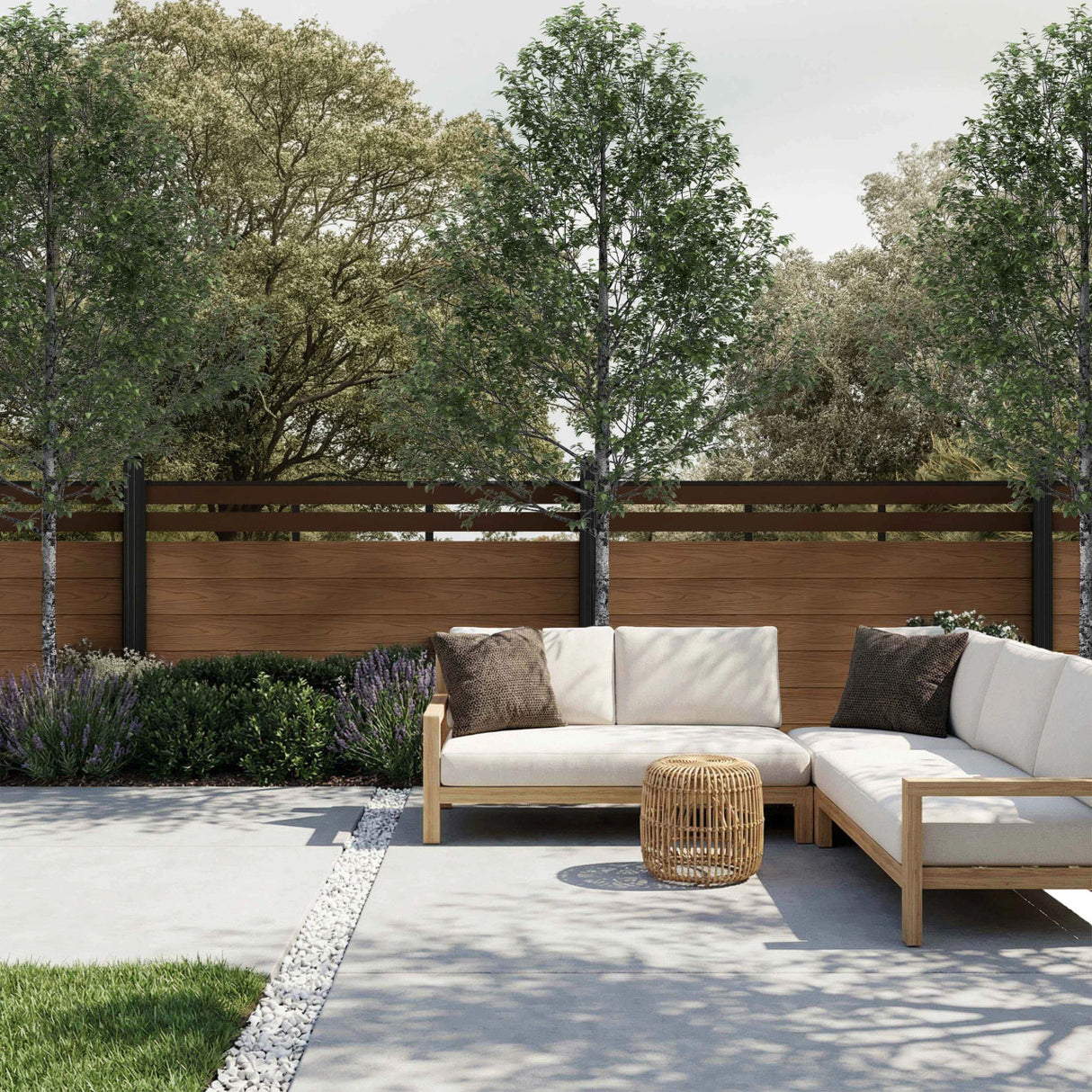 Aleko 6’ x 4’ Composite Semi-Private Fence - Brown - Charlotte Series
