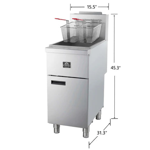 Forno Commerciale Natural Gas Deep Fryer, 4 Burners 120,000 BTU, 50 lbs Oil Capacity
