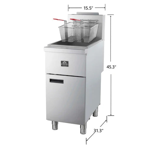 Forno Commerciale Propane Gas Deep Fryer, 4 Burners 120,000 BTU, 50 lbs Oil Capacity, Millivolt Control