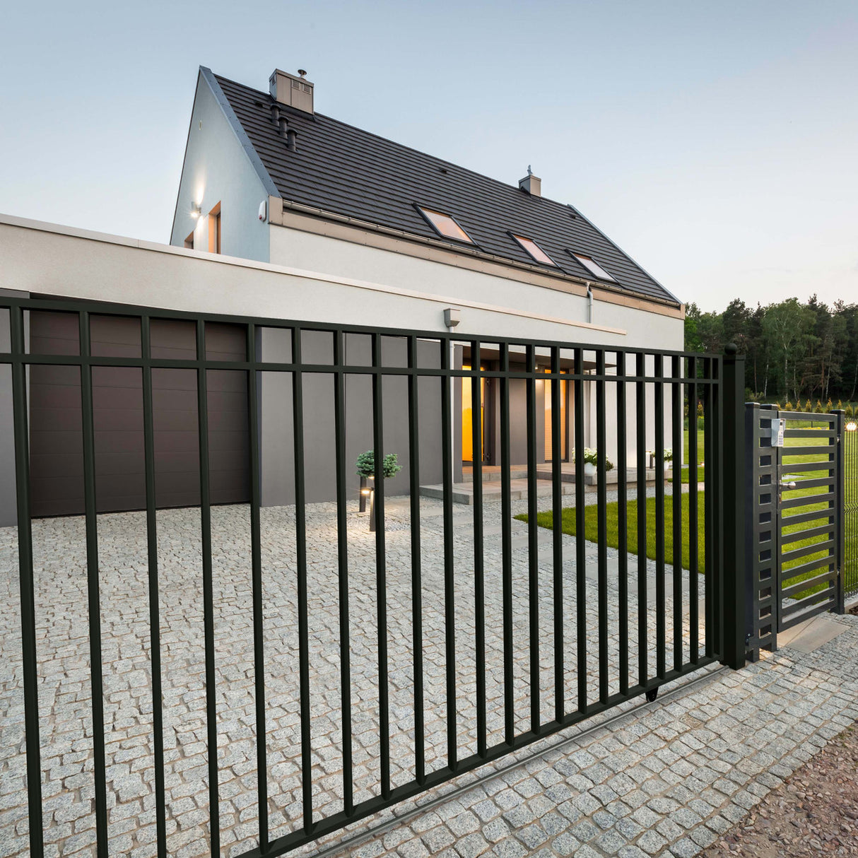 Aleko Single Slide Steel Driveway Gate - MADRID Style - 12 x 6 Feet