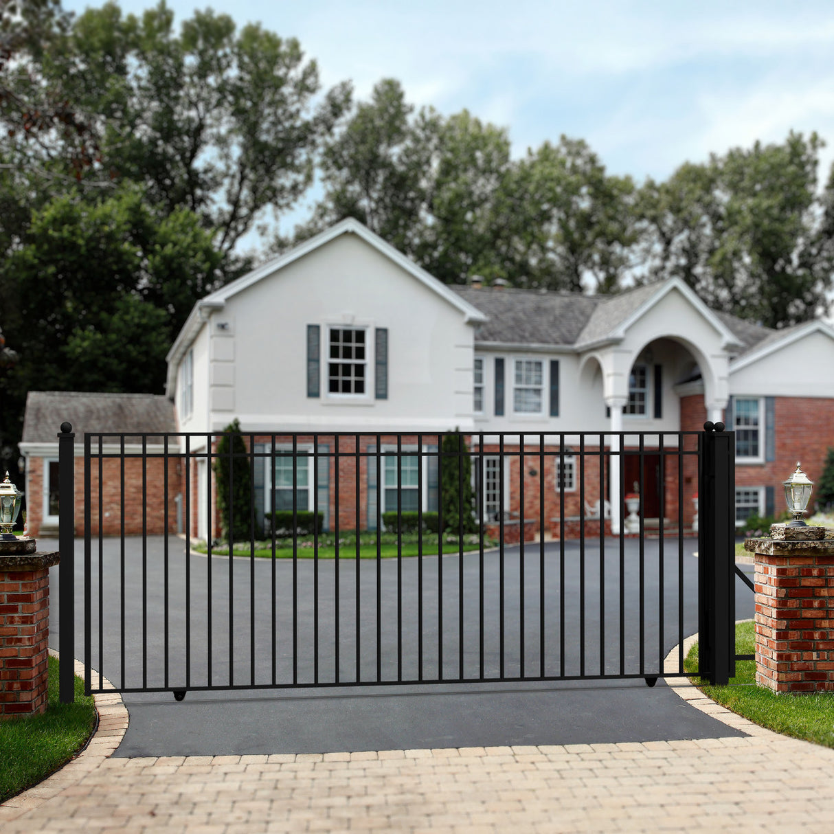 Aleko Single Slide Steel Driveway Gate - MADRID Style - 14 x 6 Feet
